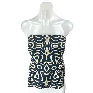 Zara Women's Black Pattern Strapless Sleeveless Bandeau Bustier Tube Tank Top XL
